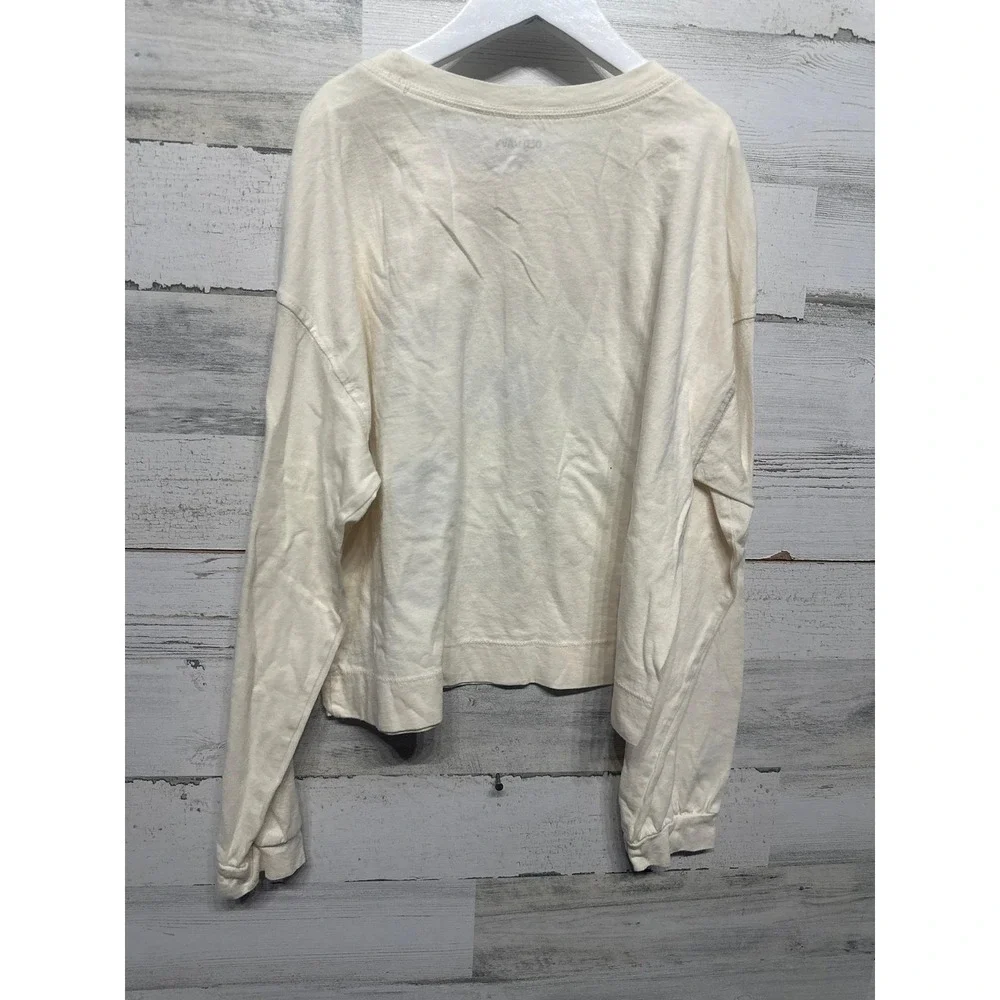 Old Navy Minecraft Shirt Girls XL 14 Cream Long Sleeve‎ Graphic Cropped GUC
